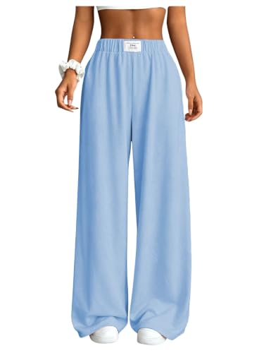 Image of SOLY HUX Girl's Wide Leg Sweatpants Elastic High Waisted Loose Baggy Pants with Pockets