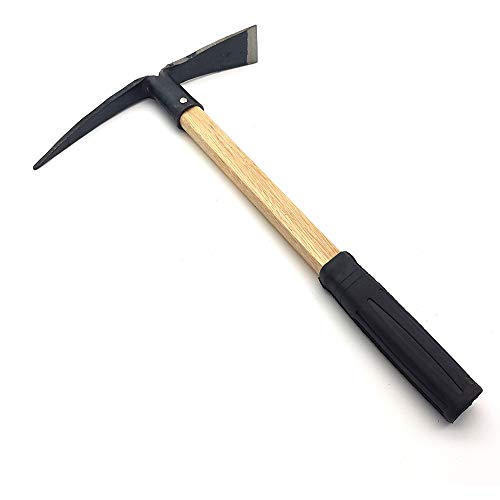 CLAIRLA Hand Mini Garden Hoes Dual Headed Weeding Tool - Carbon Steel Hoe/Tine Cultivator 3 Prongs Combo Garden Tools with Wood Handle (Pick Axes) - Thumbnail 4