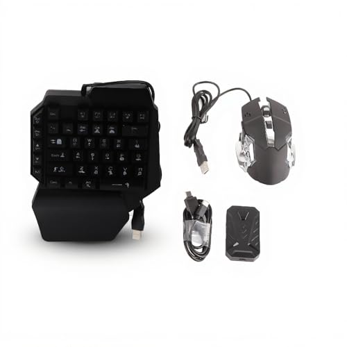 Image of Tangxi One Hand Gaming Keyboard And Mouse Combo,Rgb Backlit Half Handed Mechanical Keypad,Usb Wired Keyboard Mouse And Mouse Pad Set For Ps3 For PS4 For Xboxone