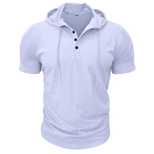 TOMITANY Men's Short Sleeved Athletic Hoodie Sweatshirt Button Muscle Men T-Shirt Summer Lightweight Breathable Tops2
