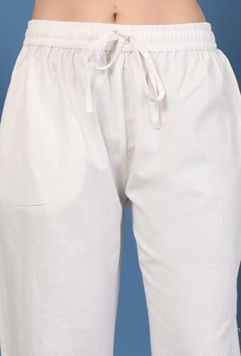 Image of Pistaa's Women's Pure Cotton Regular Hem Design Solid Palazzos