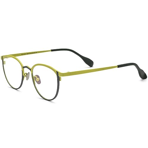 Image of FONEX Colorful Pure Titanium Glasses Frame Women Retro Round Eyeglasses F85782