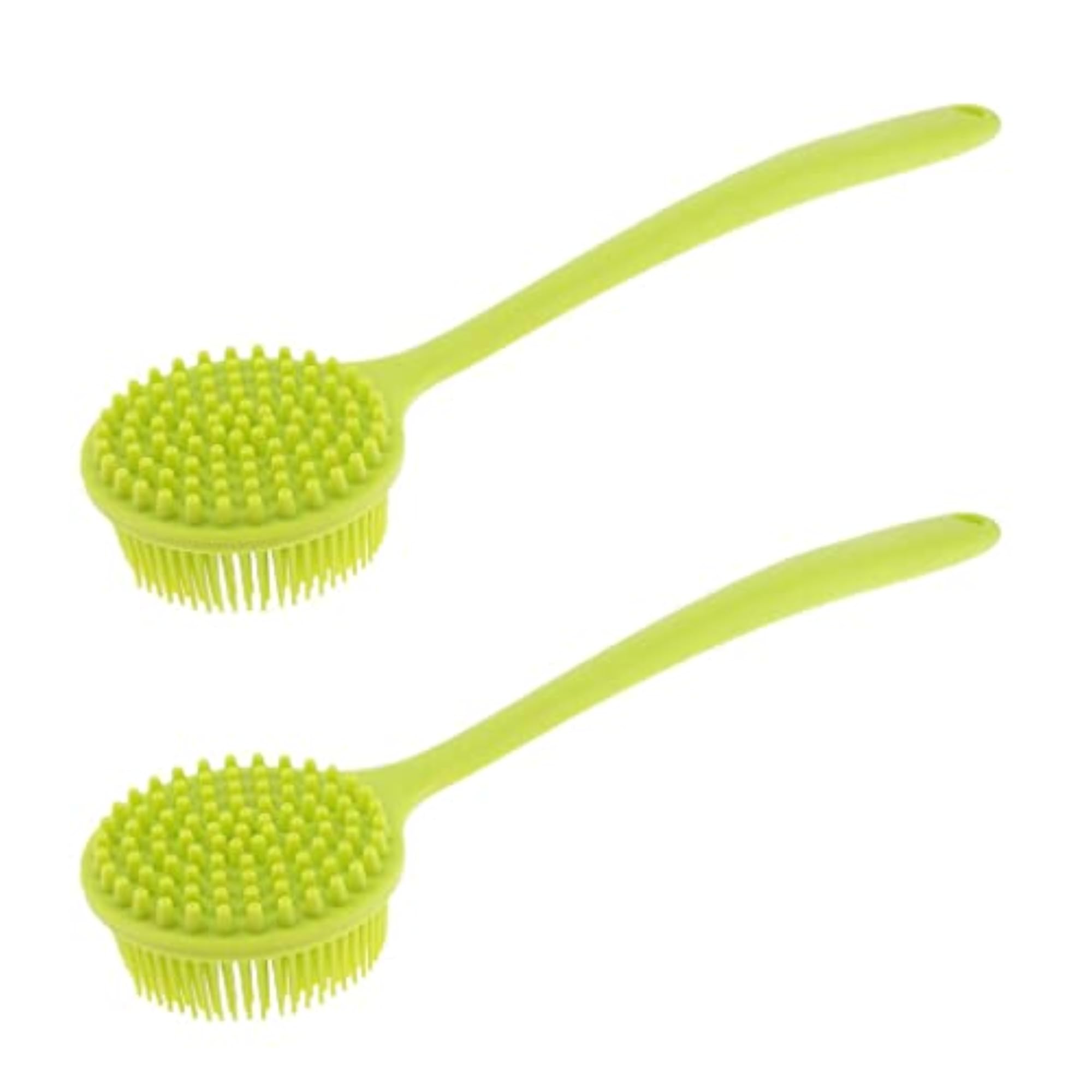 2 Pcs Long Handle Silicone Massage Brush Back Scrubber Exfoliating