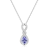 FANCIME Tansanit Halskette Damen Dezember Geburtsstein Kette Sterlingsilber Anhänger mit Unendlichkeitsknoten Edelstein Geburtstag Weihnachten Edler Schmuck Geschenke für Sie Frauen Mutter