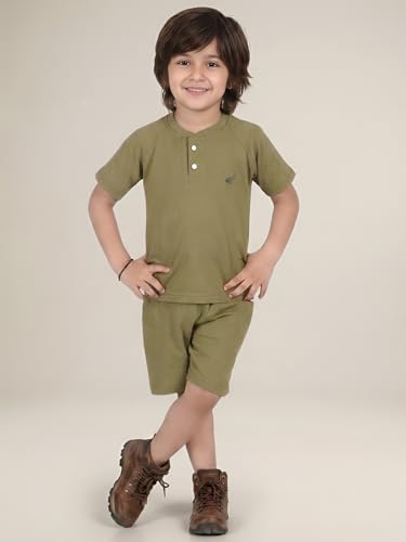 Image of POLKA TOTS 100% Pure Cotton T-Shirt and Shorts Combo For Boys | Summer Dress & Beach Wear for Boys and Toddlers | Breathable Premium Fabric Co-Ord Set Kids | Relaxed Fit Casual Summer Outfit for Kids
