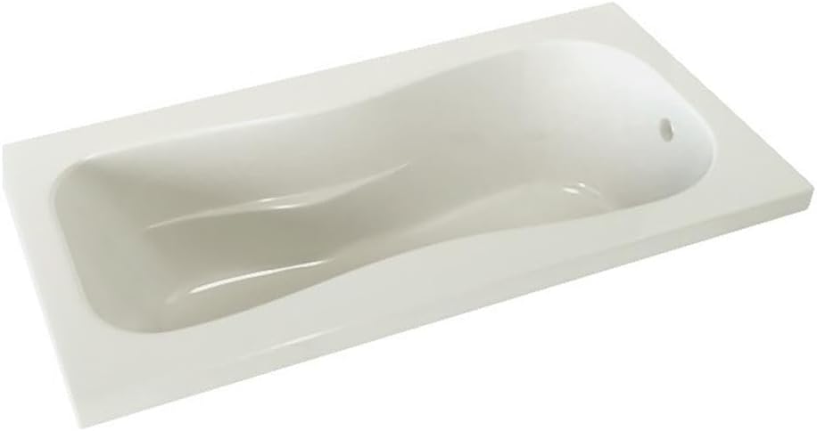 Pemberly Row Acrylic Drop-In Bathtub, 60x32 in, Biscuit Finish, Molded Armrests, Classic Interior, Non-Porous High-Gloss Surface, Energy-Efficient Insulated Tub for Bathroom Remodeling or New