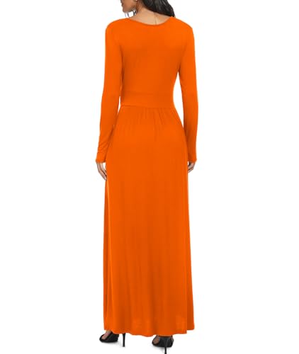 Image of LILBETTER Women Long Sleeve Deep V Neck Loose Plain Long Maxi Casual Dress