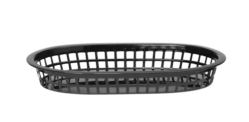 HENDI Servierkörbe, 6 Stück, für Snacks und Pommes, stapelbar, Fast Food Körbe, Brotkörbe, Plastikkörbchen, Servierkörbchen, 272x175x(H) 38mm, Polypropylen, schwarz