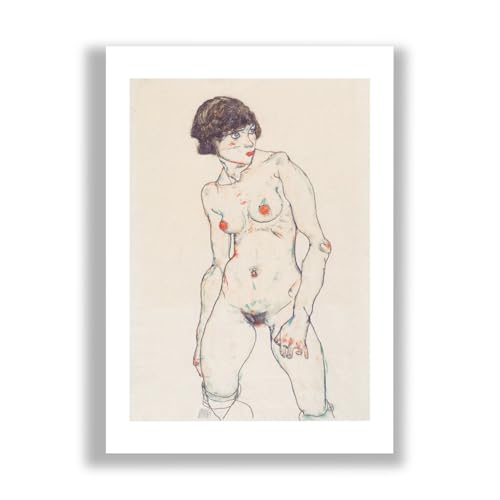 Affiche Egon Schiele debout penché à droite pour décorer un salon moderne