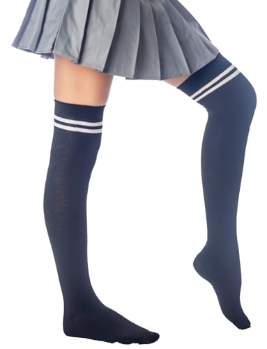 Image of iB-iP Women's Football Style Stripes Sports Thigh High Long Socks