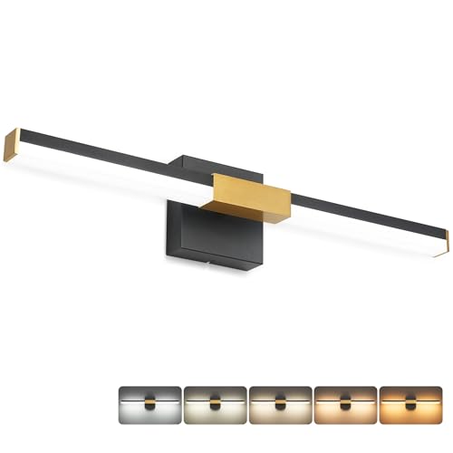 Image of SOLFART Bathroom Light Fixtures 5CCT: Black and Gold 24-Inch LED Bar Dimmable Detachable 4-Way Light Direction Vanity Lights for Bathroom ETL IP44