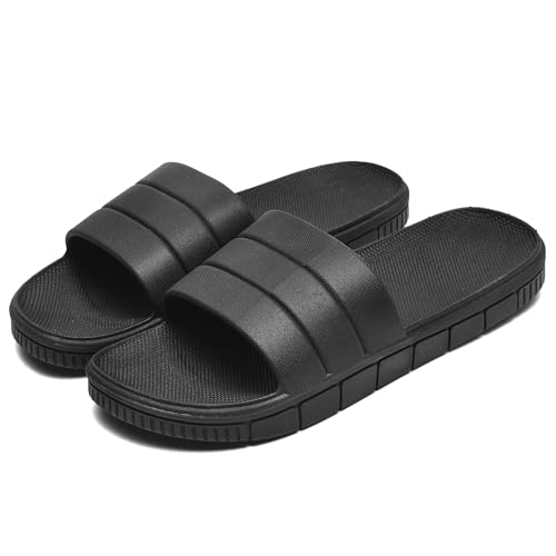 clootess Shower Slide Shoes for Men and Women Home Sandal Bath Slipper Indoor House Pool College Dorm Non-Slip Black 36.37