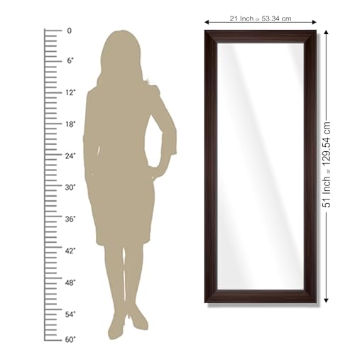 Image of Creative Arts n Frames 21 x 51 inch Full Length Dressing Chevel Long Fiber Wood Rectangular Framed HD Mirror Home Wall Living Room Decor Items (Regular Chocolate Brown Matty Framed HD Mirror)