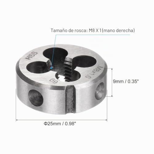 Miniatura 2 de Quarkzman Terrajas Redondas Rosca Métrica M8 X 1 Derecha Acero De Alta Velocidad Hss Herramienta De Reparación De Terrajas Para Cortar Tornillos
