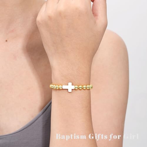 Image of Cross Bracelets for Women, Christian Gifts for Women Stocking Stuffers for Teens Cross Bracelet Imperial Nature Stone Bead Bracelet Confirmation Baptism Gift for Teen Girls Christmas Religious Gift Cathlic Faith Jewelry