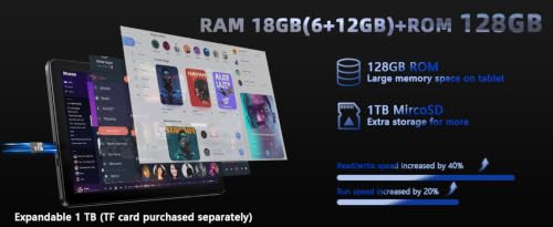 Image of 10.1 Inch Android 15 Tablet with Gemini AI, 18GB RAM 128GB ROM (1TB Expandable), Octa-Core Processor, 1280x800 IPS HD Display, 6000mAh Battery, WiFi 6, Dual 5MP /8MP Camera, Bluetooth