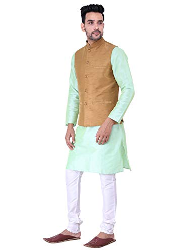 Image of Sadree Silk Men's Kurta Pajama Waistcoat or Nehru Jacket Set