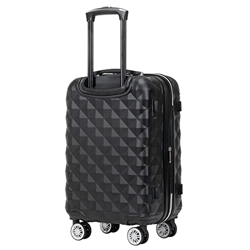 Kenneth Cole Reaction Diamond Tower Collection Lightweight Hardside Expandable 8-Wheel Spinner Travel Luggage, Black, 2-Piece Set (20" & 28") #TOP2