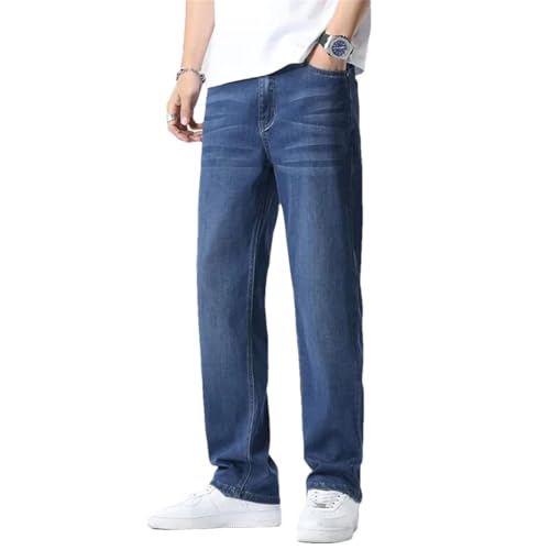 Men Thin Jeans Baggy Straight Leg Denim Pants Wide Leg Draping Trousers