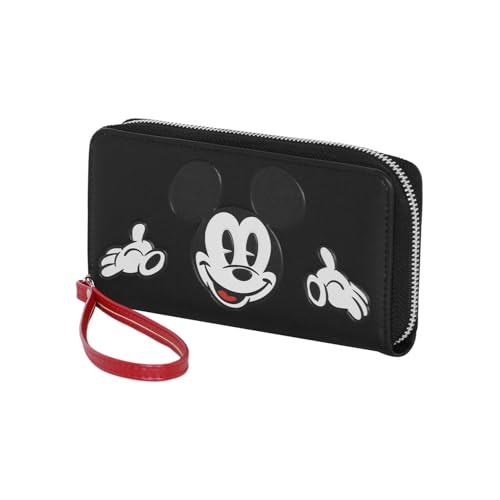 Disney Mickey Mouse Face-Portefeuille Essentiel, Noir, 19 x 10 cm
