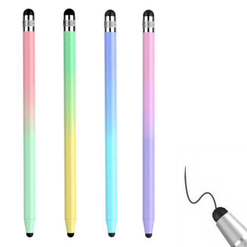JAWUZ 4 Piezas Lápiz Táctil Universal,2 En 1 Lápiz Capacitivo,Para Tabletas,i-Pad,y Todos Los...