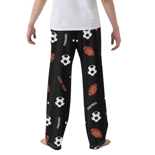 CaTaKu Boys Football Cute Soccer Ball Pants for Boys Girls Wide Leg Sweatpants Kids Long Bottoms with Pockets Size 6-14Y2