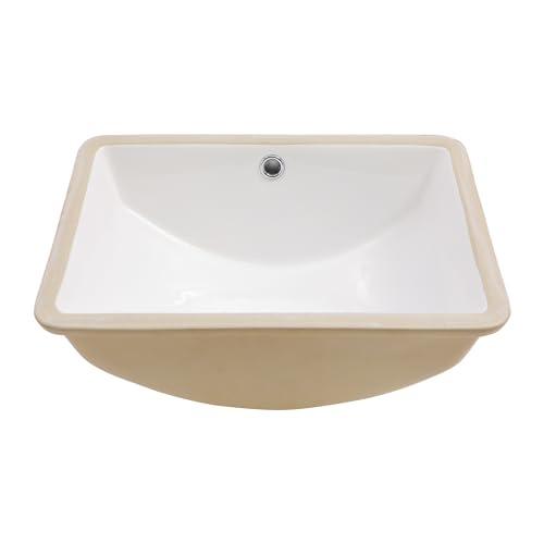 Couoko Undermount Bathroom Sink 18x14 Inch White Rectangle Porcelain Vessel Sinks with Curves Bottom...