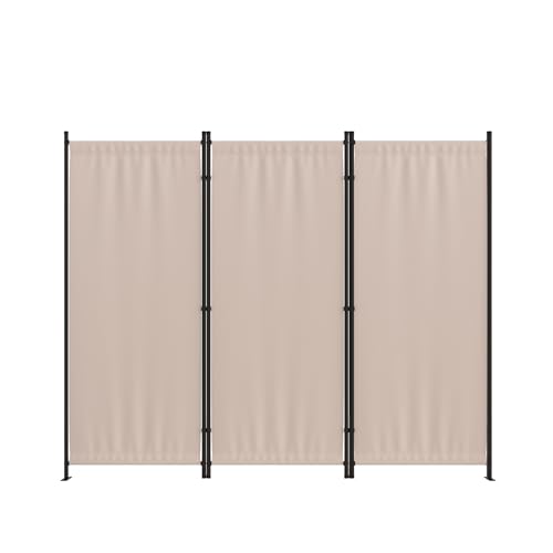 GOJOOASIS Room Dividers Folding Privacy Screens 3 Panel Partition (Khaki)