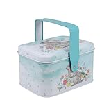 FOMIYES Easter Rabbit Candy Tin with Handle, Small Metal Cookie Jar for Snacks and Chocolates, Decorative