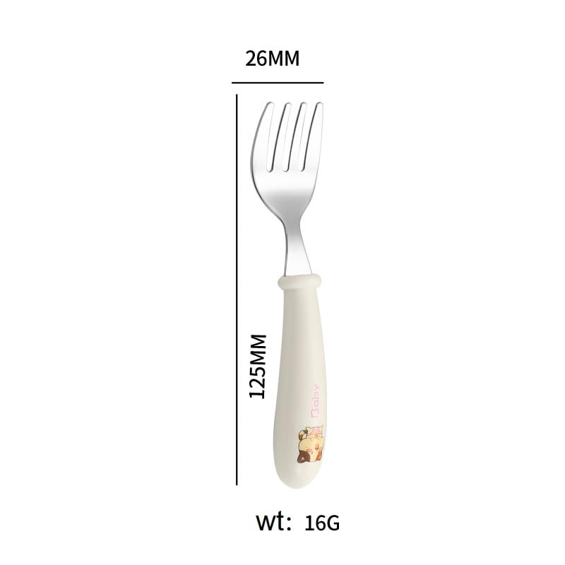 Image of 2-Piece Portable Cutlery Set for Lunch Box - Metal Spoon & Fork with Plastic Handle and Travel Storage Box | Reusable Tableware for Office, School, Home & Kids (White)