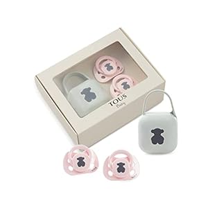 TOUS BABY – Set 2 chupetes y portachupetes Baby TOUS. Chupetes anatómicos para tu bebé (0-6M) (ROSA)
