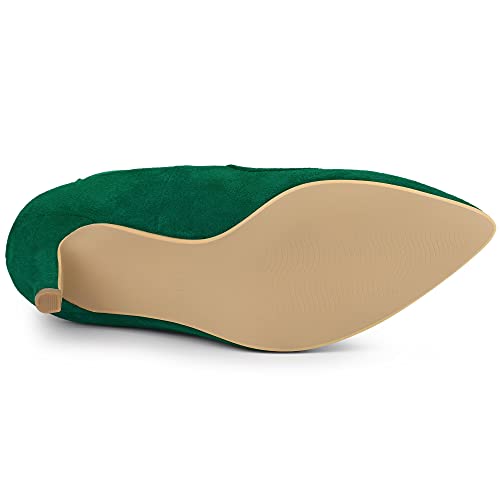 Allegra K Allegra K Women Pointed Toe Stiletto High Heel Emerald Green Chelsea Booties 9.5 m US