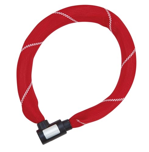 Antivol à chaîne de vélo Prophete 110 cm en acier trempé rouge avec 2 clés laser