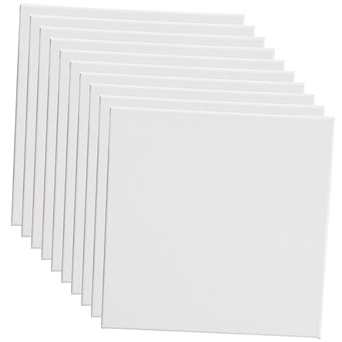 NUOBESTY 10Pcs Blank Canvas Boards Oil Painting Frames Square Shape for Art Projects for Beginners DIY Crafts Design for Creative Painting