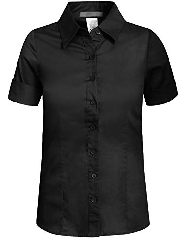 J. LOVNY Girl's Basic Casual Long Sleeve Roll Up Button Down Blouse Shirts