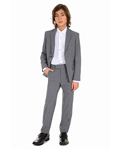 Calvin Klein CTABB008-100-100-14/16 H Boys' Long Sleeve Sateen Dress Shirt, Button-Down Style With Buttoned Cuffs & Shirttail Hem, White, 14-16 Husky thumb #2