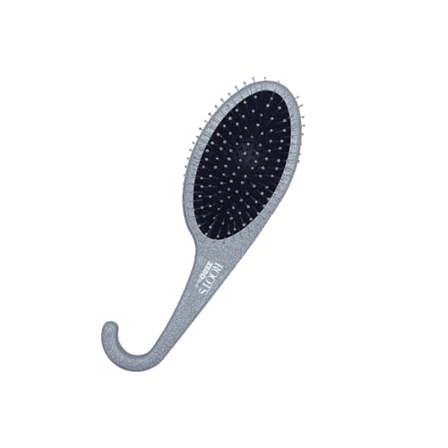 Image of ROOTS Zero Tangle Grey Hair Brush | Brush with Hook for Hanging in Shower | Damage-Free Detangling on Sensitive /Wet /Dry Hair | For Men & Women | Length - 9 Inch, Model No - RZTU-SG