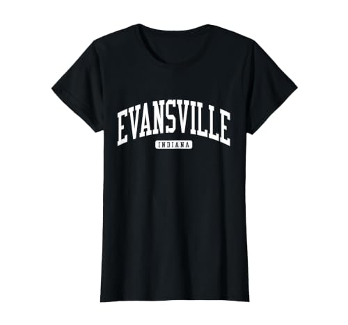 Evansville Indiana in College University Style T-Shirt, Women, Black, X-Large