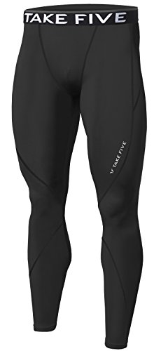 JustOneStyle New Men Sports Winter Warm Thermal Skin Tights Compression Base Under Layer Long Pants (L, NP511 Black)