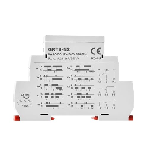Relé de retardo del temporizador GRT8-N2 para programar encendido de bombas y luces AC230V 16A 2