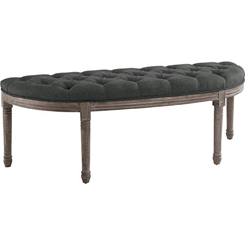 Modway Esteem Vintage French Upholstered Fabric Semi-Circle Entryway Bench in Gray
