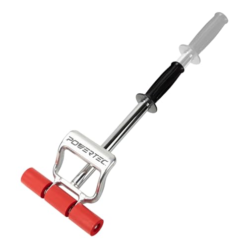 PowerTec Vinyl Flooring, Tile & Linoleum Roller Handle, 7.5" Wide for LVP, Veneer, Carpet, Wall Coverings, 1PK (71033), Silver/red, 17"-27" Extendable