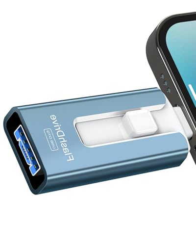 Image of SUDEHO 32GB USB Stick for Phone, USB 3.0 Flash Drive, 4-in-1 Memory Stick for Phone/Pad/Android/PC, One-Click Backup, Stable Data Transfer, Blue