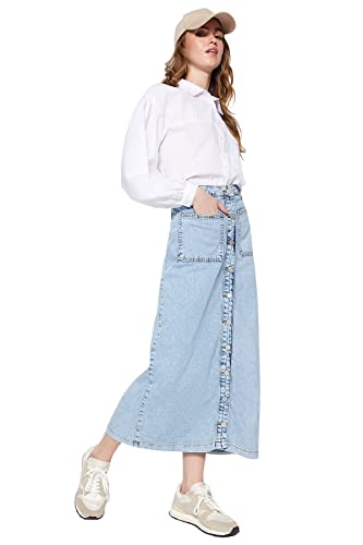 Jupe bleu maxi Trendyol femme aux finitions soignées et coupe droite