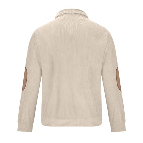 Mens Corduroy 1/4 Button Coat Stand Collar Long Sleeve Warm Sweatshirt Jacket Fashion Sports Outerwear with Pocket4