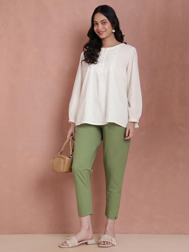 Image of TWIN BIRDS Women Cotton Kurti Pants | Straight Fit Ethnic Daily Trousers