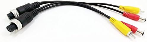 WANYING (2 pcs Pack) M12 Adapter 4 Pin Female Aviation Plug to RCA AV + DC Male Extension Cable for Car Camera