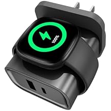 3-in-1 Charger for Fitbit Sense/Sense 2/ Versa 4/3,PD 25W USB C Fast Charging Dual Port Wall Charger Block,Travel Essential Charge for Fitbit Sense 2/1/Versa 4/3,iPhone,Samsung,Google Grey