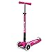 Micro® Maxi Deluxe pieghevole LED, Monopattino 3 ruote, 5-12 anni, peso 2,5 kg, carico max 70 kg, altezza 67-91 cm, piattaforma antiscivolo polipropilene (flessibile, alta resistenza) (rosa)