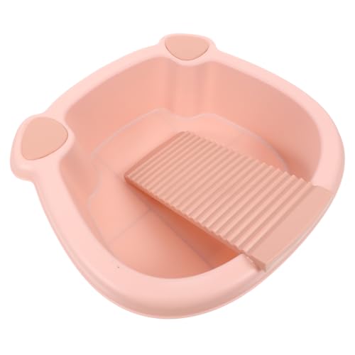 POPETPOP Bacinella per Lavaggio con ASSE da Bucato Integrato, Vasca di Plastica Compatta in Pp, Secchio per Lavare i Vestiti a Mano, per Uso Domestico in Piccoli Spazi